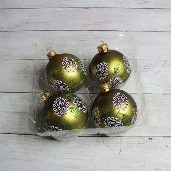Victorian Christmas Tree Ornament Lot of 4 Glass Bulbs Pinecones - Picture 5 of 6